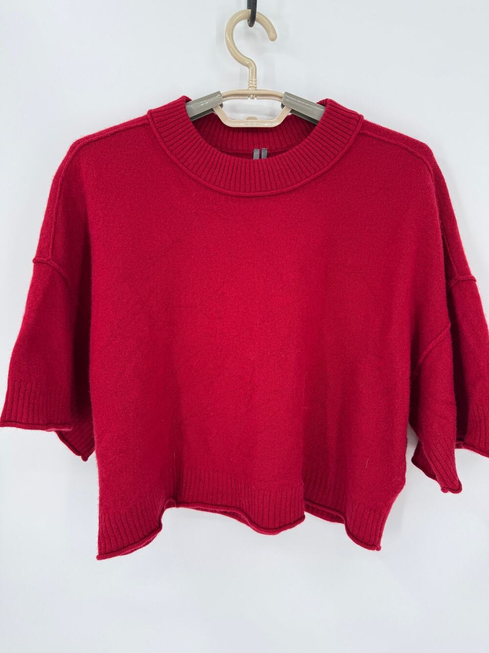 Anthropologie The Goldie Crew-Neck Cashmere Sweater Oversize True Red  Medium